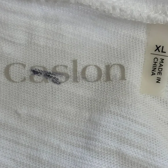 Caslon Coastal Boho XL White Beaded Scoop Neck Short Sleeve Burnout Cotton Tee - Picture 7 of 10